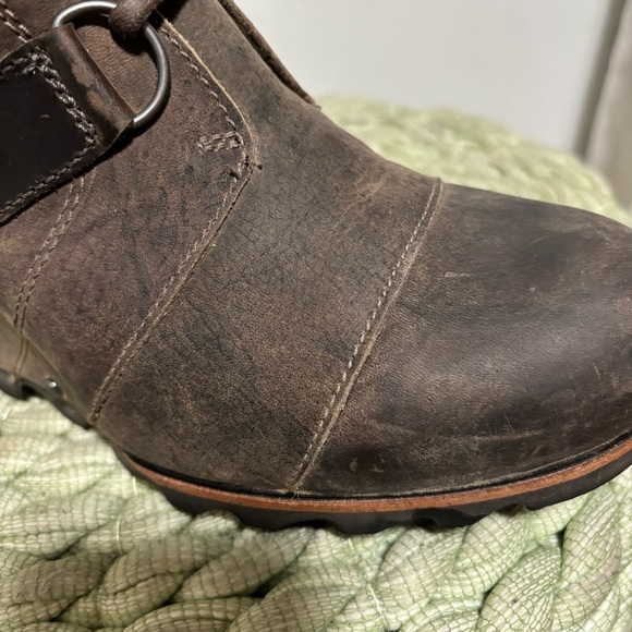 Sorel Joan of Arctic Rustic Brown Leather Lace Up Hidden Wedge Mid Boots - Picture 8 of 11